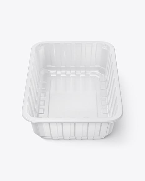 Glossy Plastic Tray w/ Transparent Film Cover Mockup