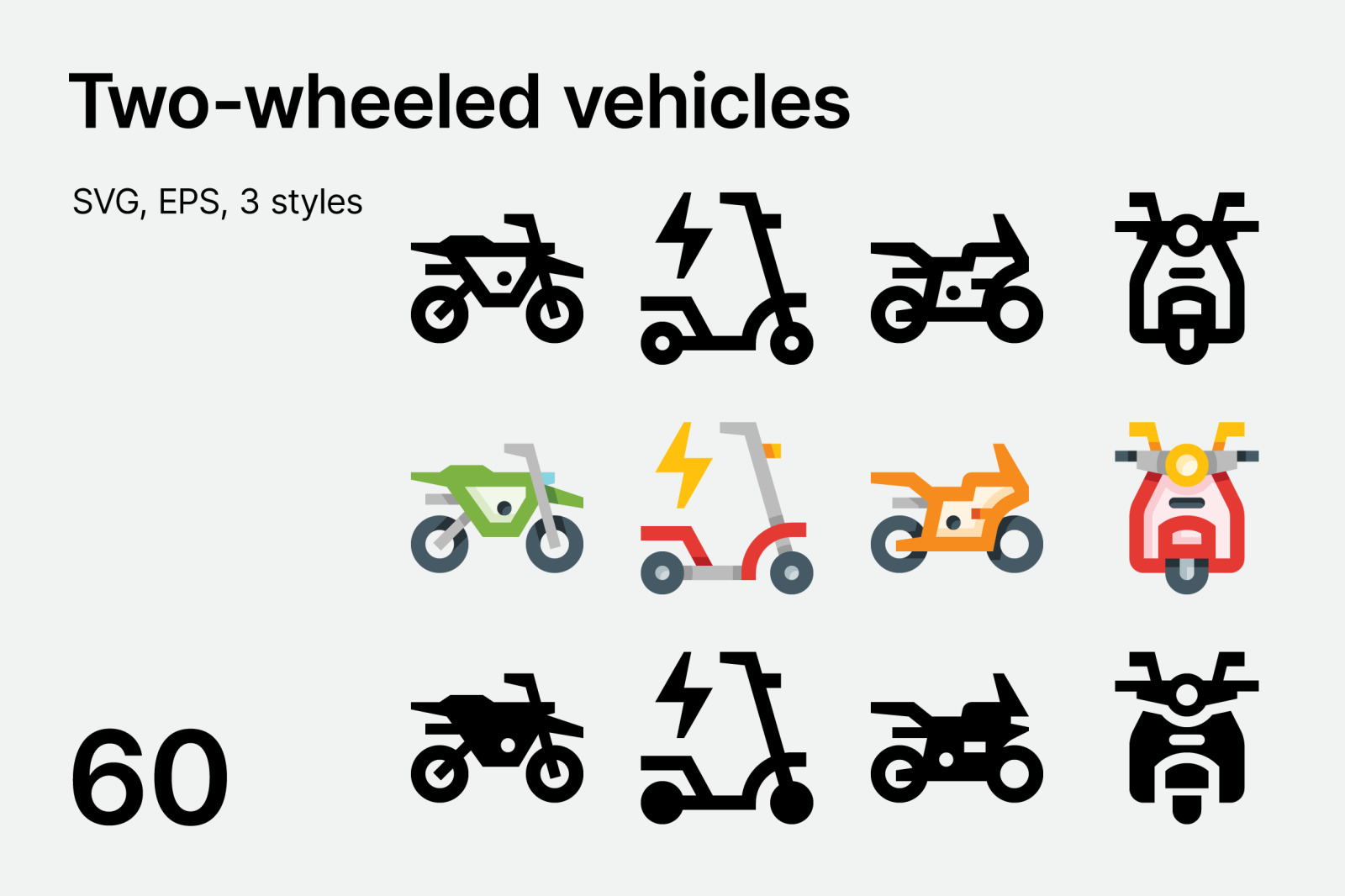 Two-Wheeled Vehicles Icons Two-Wheeled Vehicles Icons