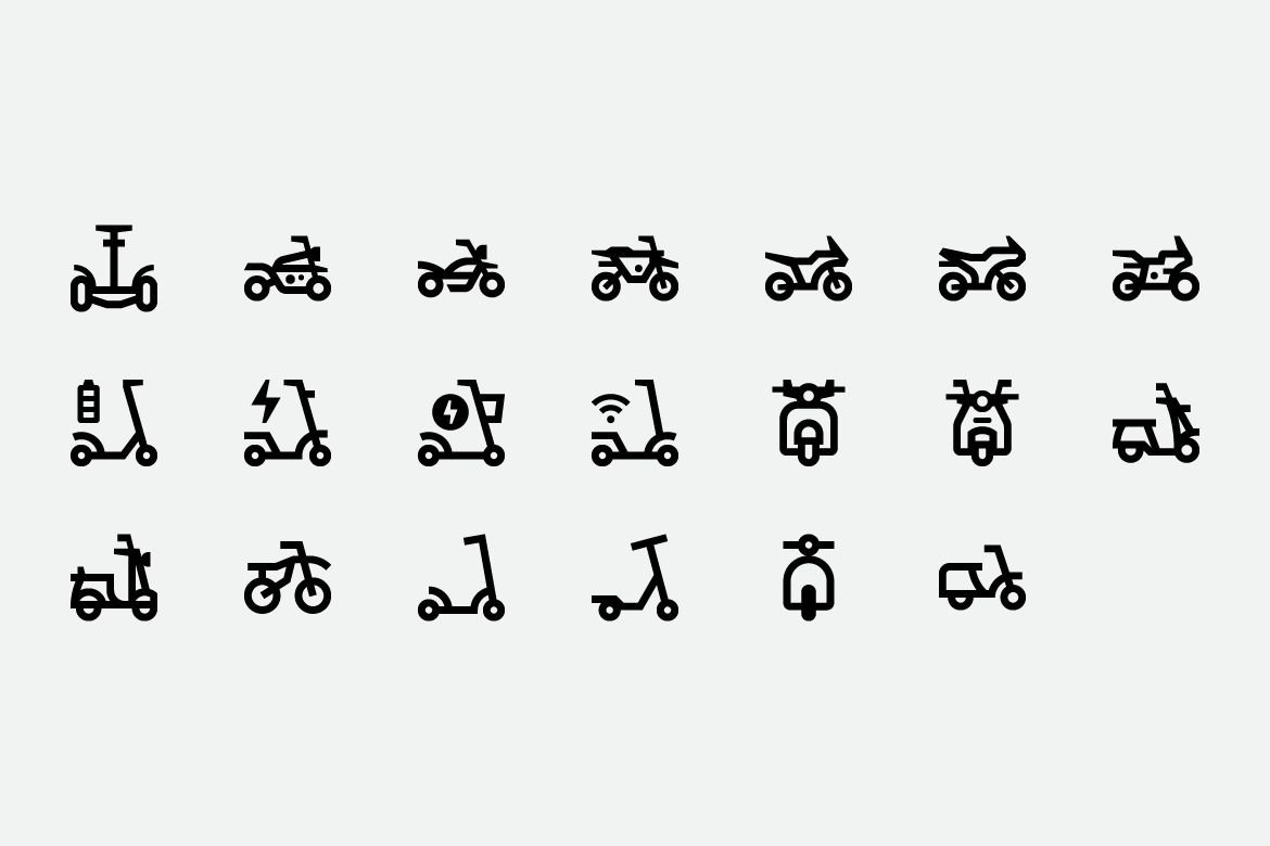 Two-Wheeled Vehicles Icons Two-Wheeled Vehicles Icons