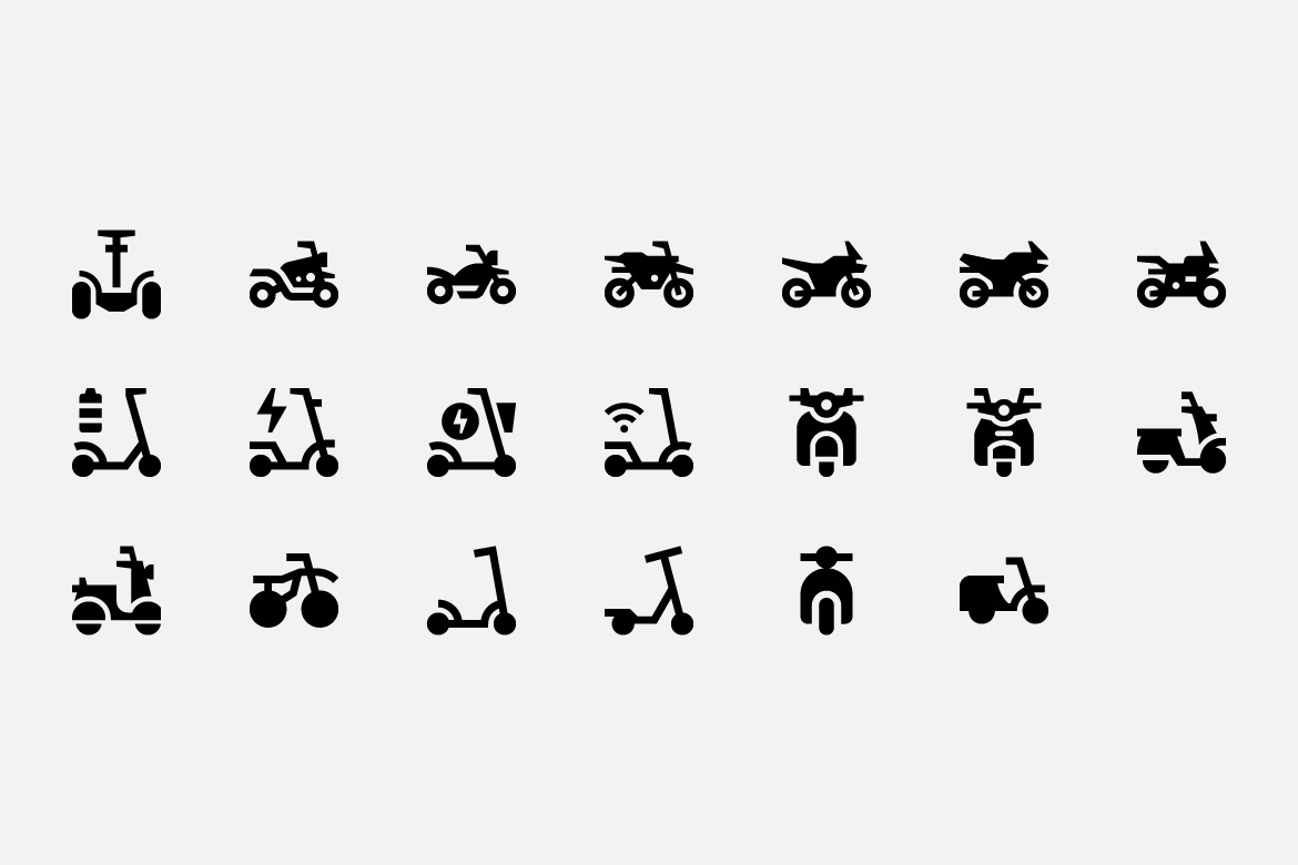 Two-Wheeled Vehicles Icons Two-Wheeled Vehicles Icons