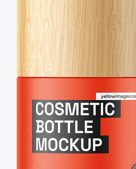 Matte Bottle with Wooden Cap Mockup