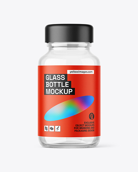 100 ml Pharmacy Clear Glass Bottle Mockup