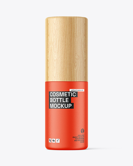 Matte Bottle with Wooden Cap Mockup