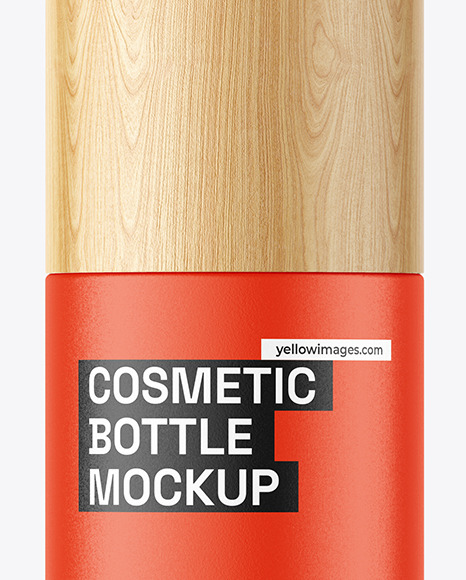 Matte Bottle with Wooden Cap Mockup