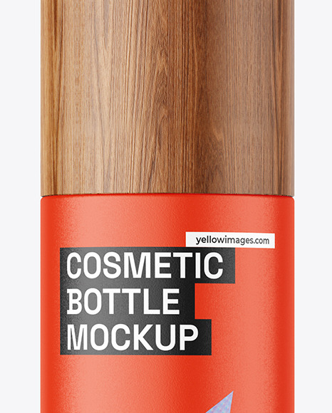 Matte Bottle with Wooden Cap Mockup