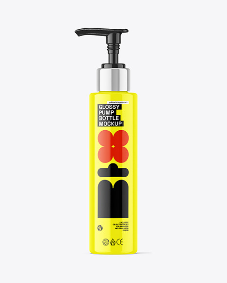 Glossy Pump Bottle Mockup - Soap package mockup