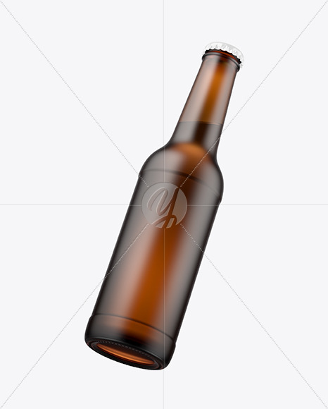 330ml Frosted Amber Beer Bottle Mockup