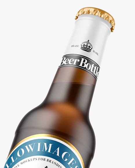 330ml Frosted Amber Beer Bottle Mockup