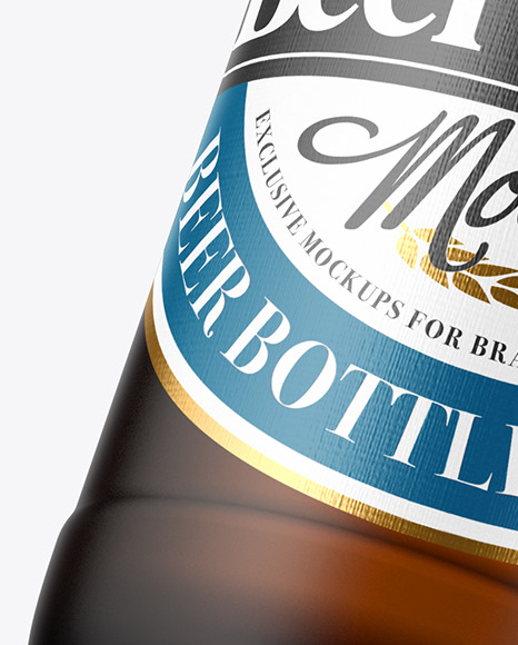 330ml Frosted Amber Beer Bottle Mockup