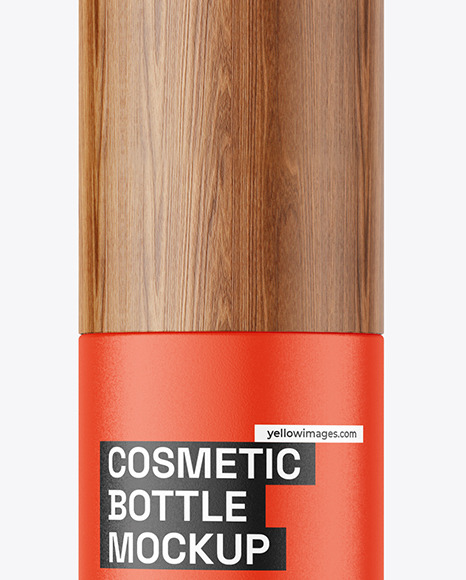 Matte Bottle with Wooden Cap Mockup