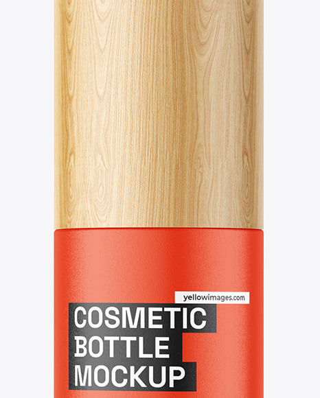 Matte Bottle with Wooden Cap Mockup