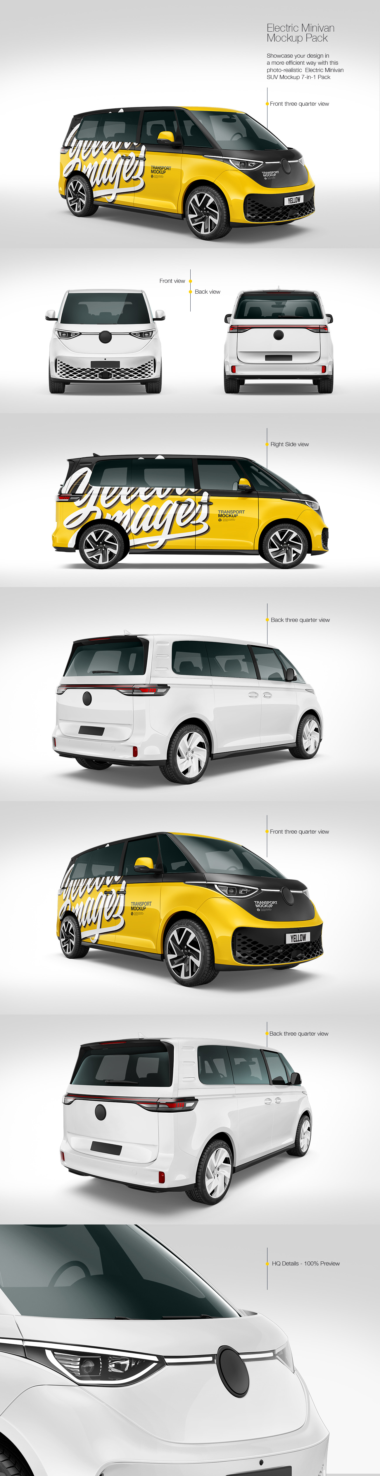 Electric Minivan Mockup Pack Electric Minivan Mockup Pack