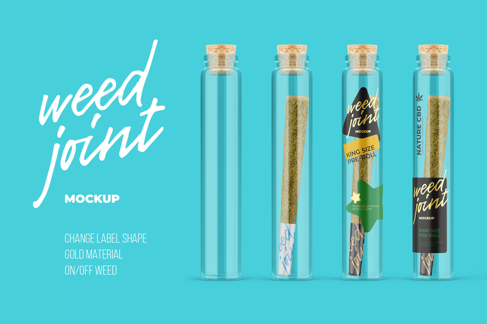 Weed Joint in Glass Tube Mockup