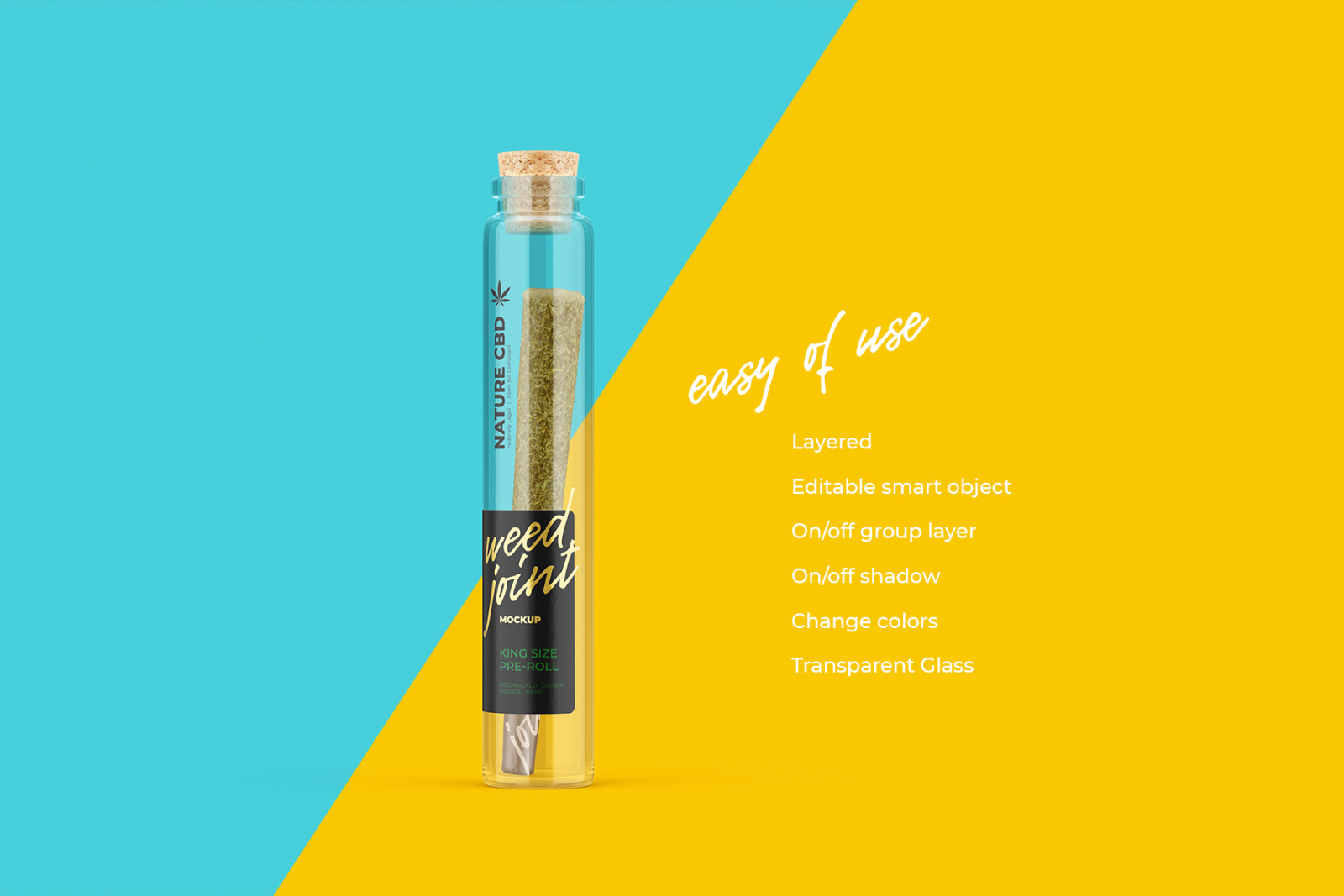 Weed Joint in Glass Tube Mockup