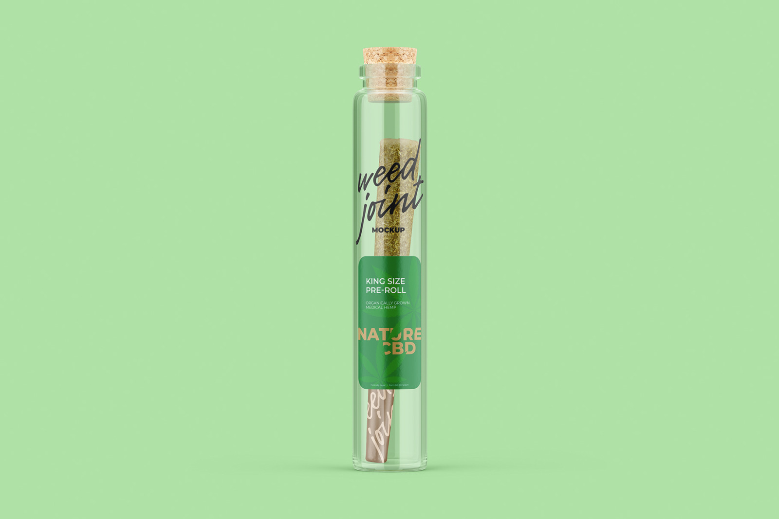 Weed Joint in Glass Tube Mockup