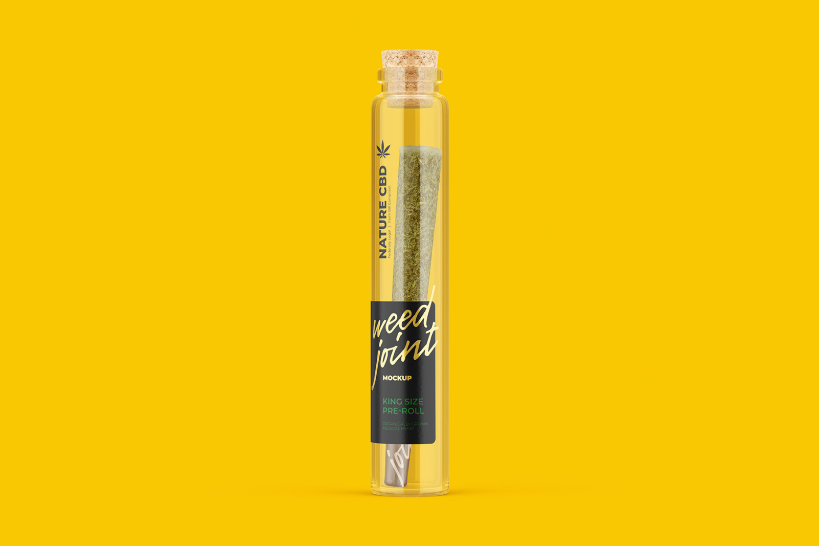 Weed Joint in Glass Tube Mockup