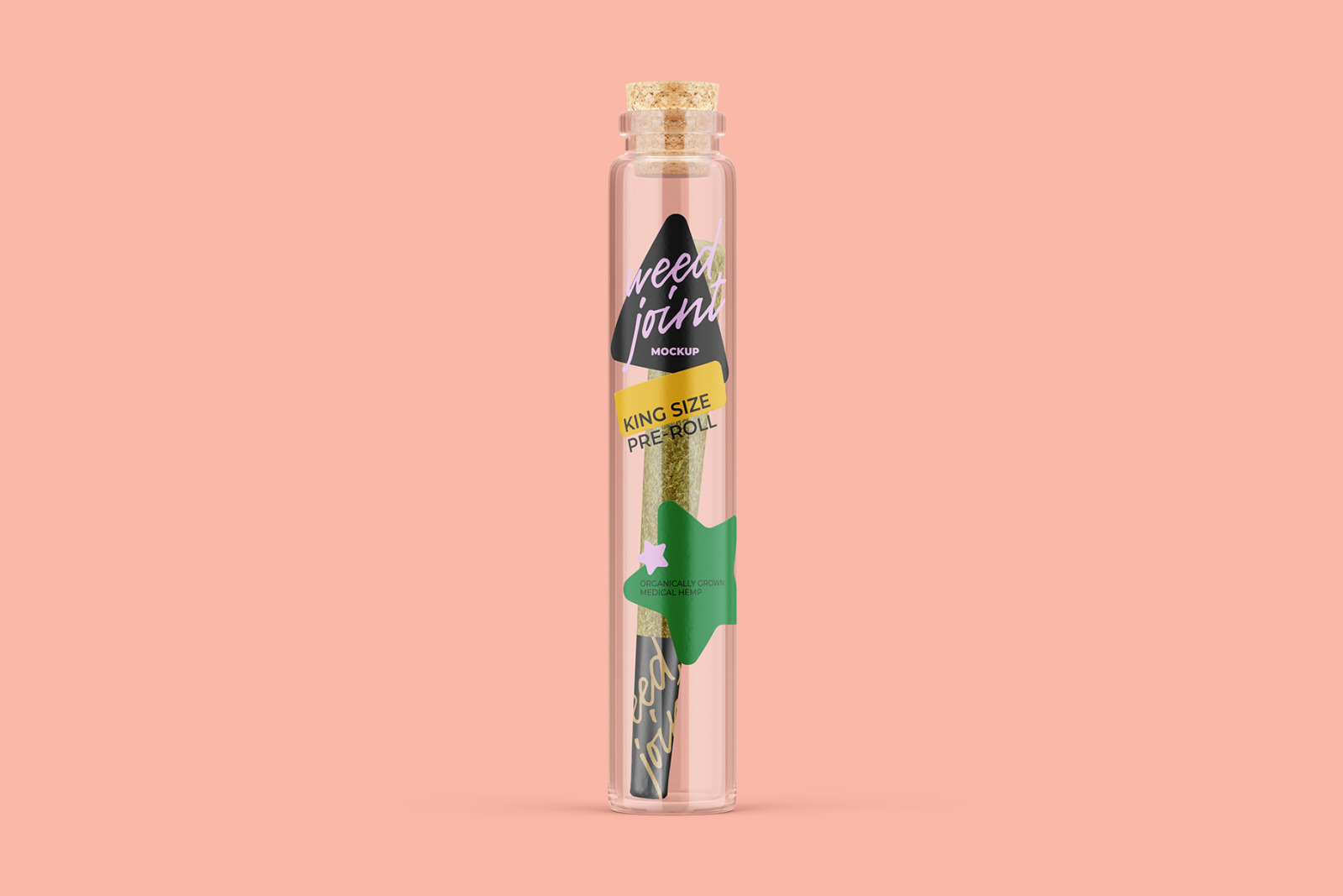 Weed Joint in Glass Tube Mockup