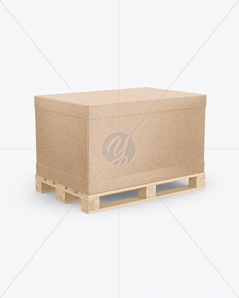 Wood Pallet With Kraft Box Mockup