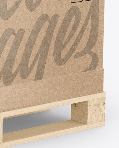 Wood Pallet With Kraft Box Mockup