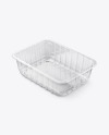 Empty Clear Plastic Tray w/ Transparent Film Cover Mockup