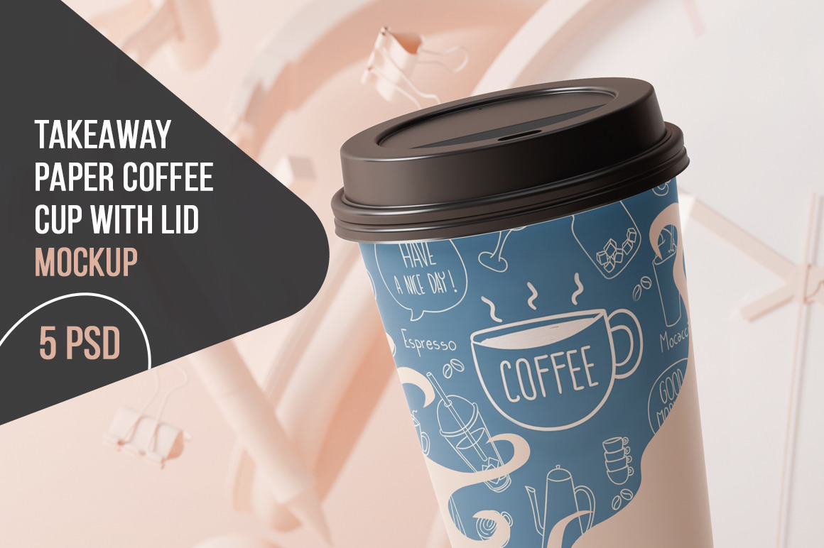Takeaway Paper Coffee Cup With Lid Mockup Takeaway Paper Coffee Cup With Lid Mockup