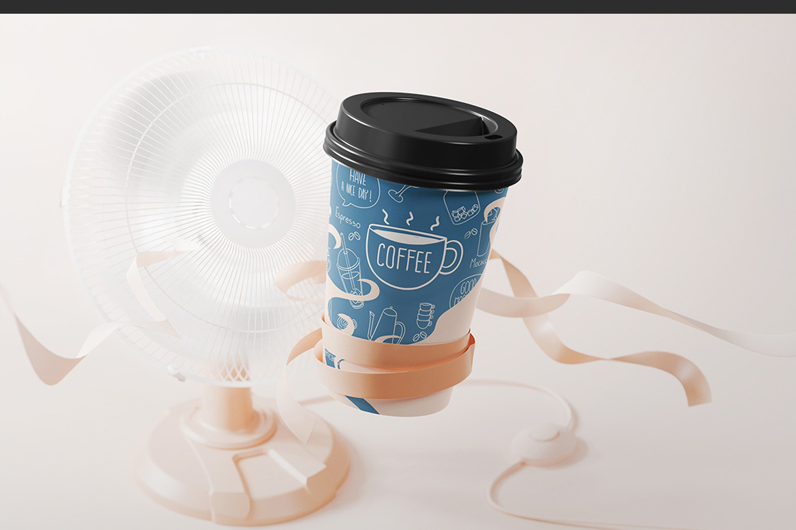 Takeaway Paper Coffee Cup With Lid Mockup