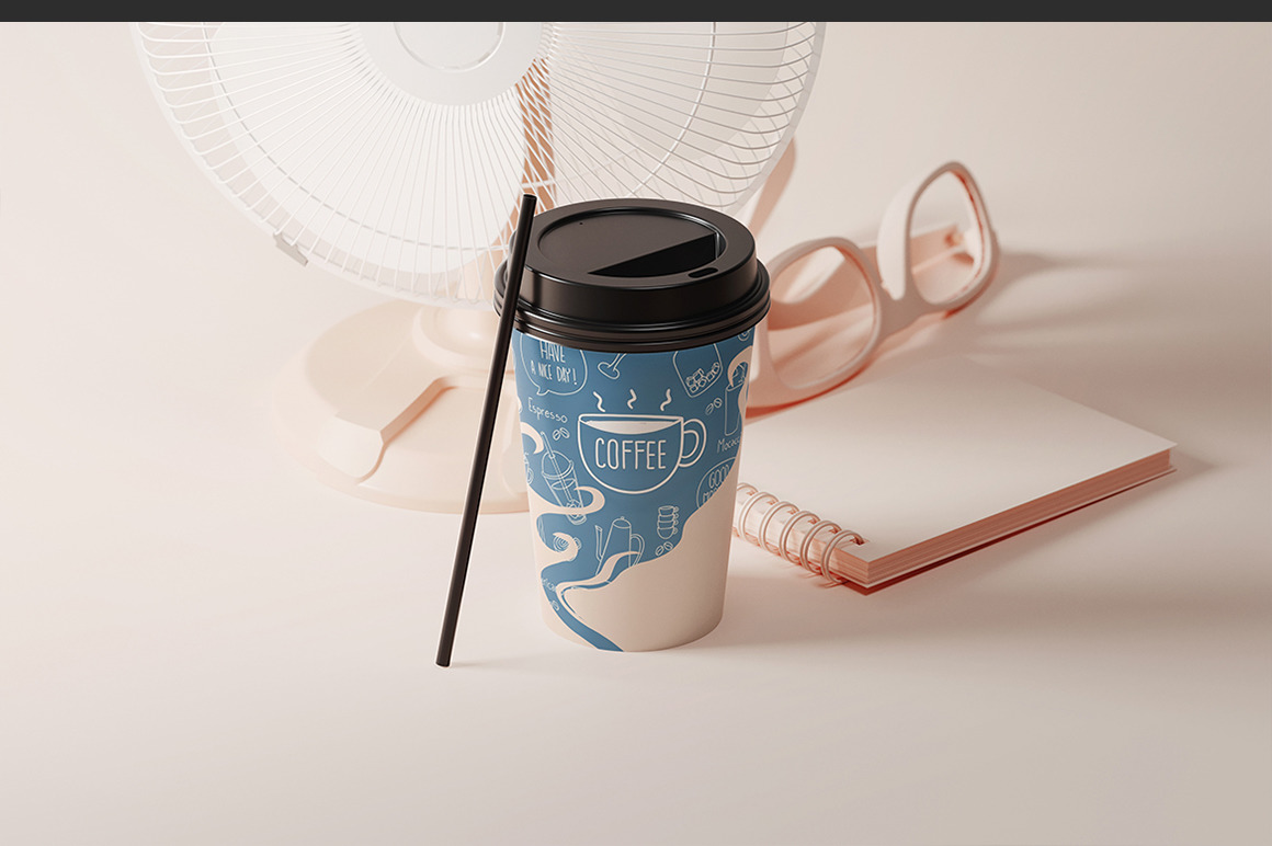 Takeaway Paper Coffee Cup With Lid Mockup