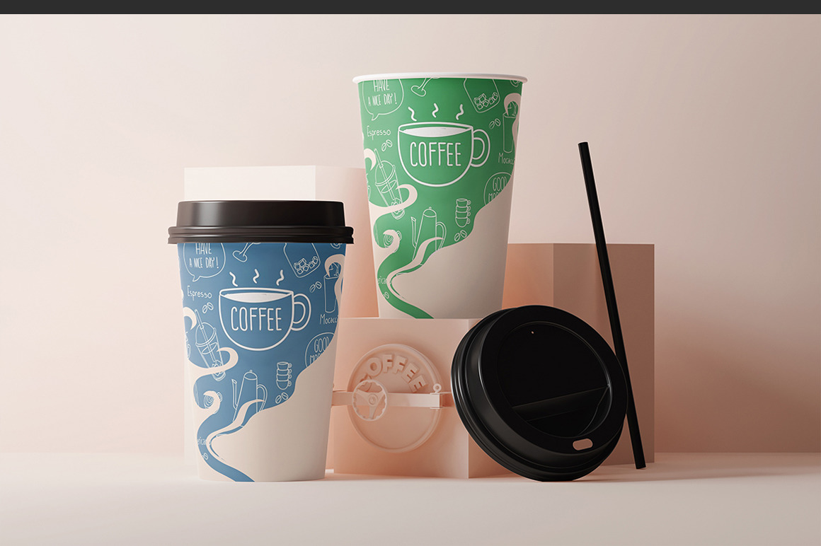 Takeaway Paper Coffee Cup With Lid Mockup