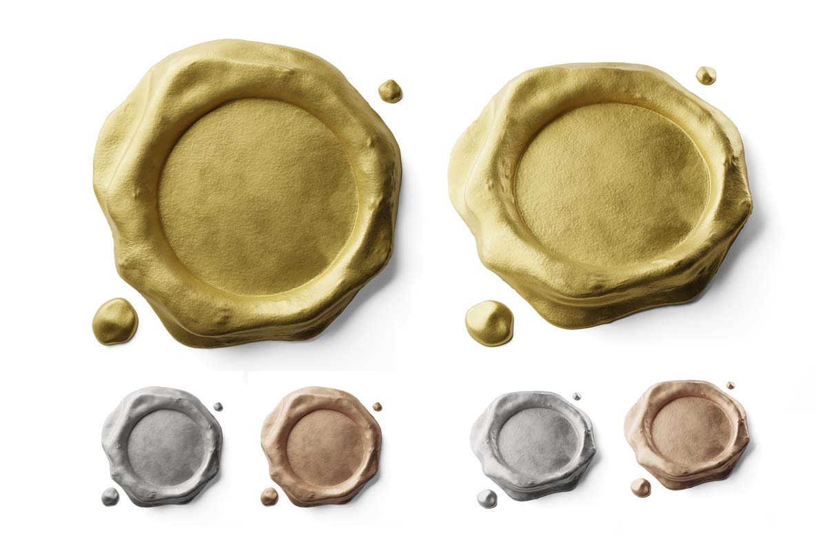 Wax Seal Stamp Metallic Circular Version Mockup Pack Wax Seal Stamp Metallic Circular Version Mockup Pack