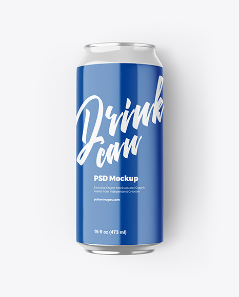 Aluminium Drink Can With Glossy Finish Mockup