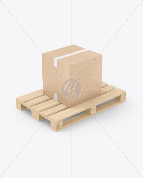 Wood Pallet With Kraft Box Mockup