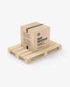 Wood Pallet With Kraft Box Mockup