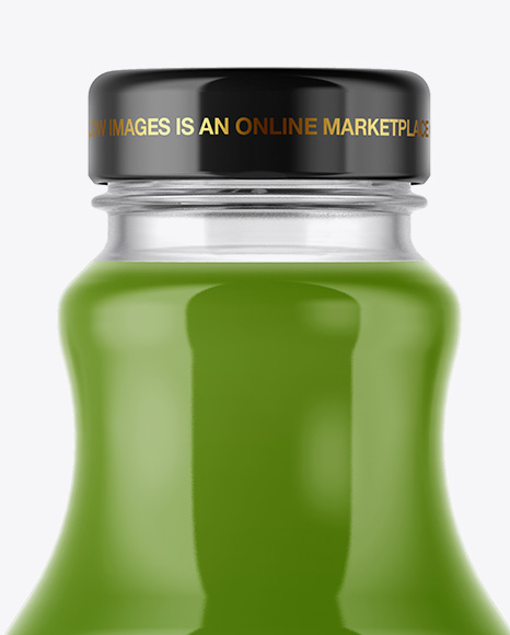 Clear Glass Bottle With Green Juice Mockup