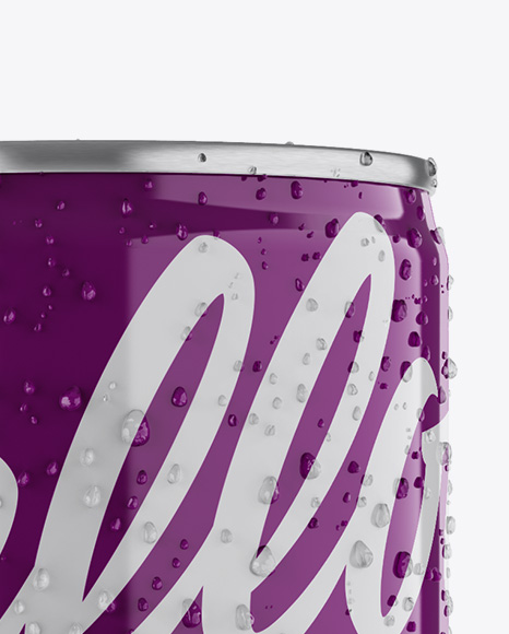 250ml Aluminium Can W/ Condensation & Glossy Finish Mockup