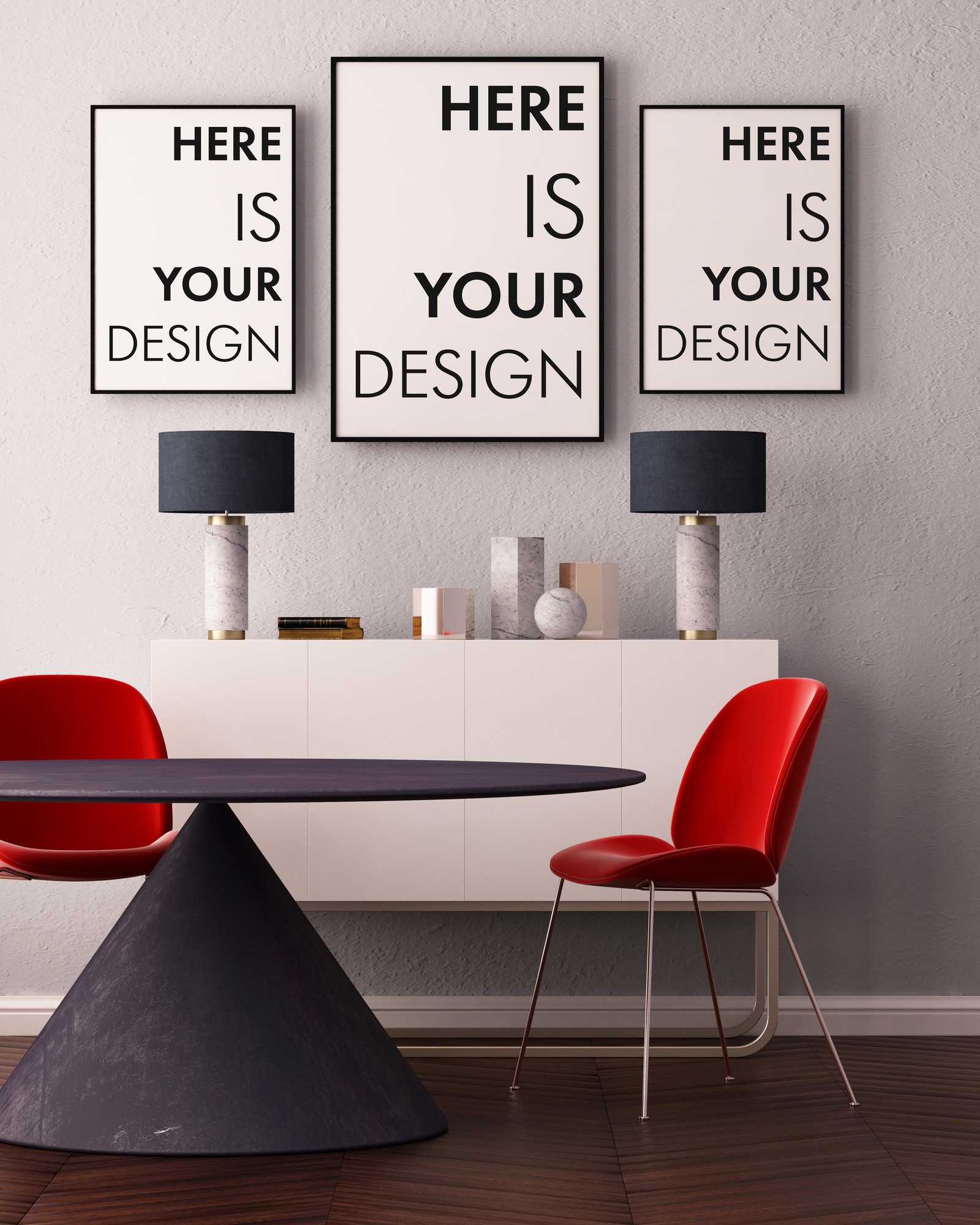 Mockup poster with a dining table