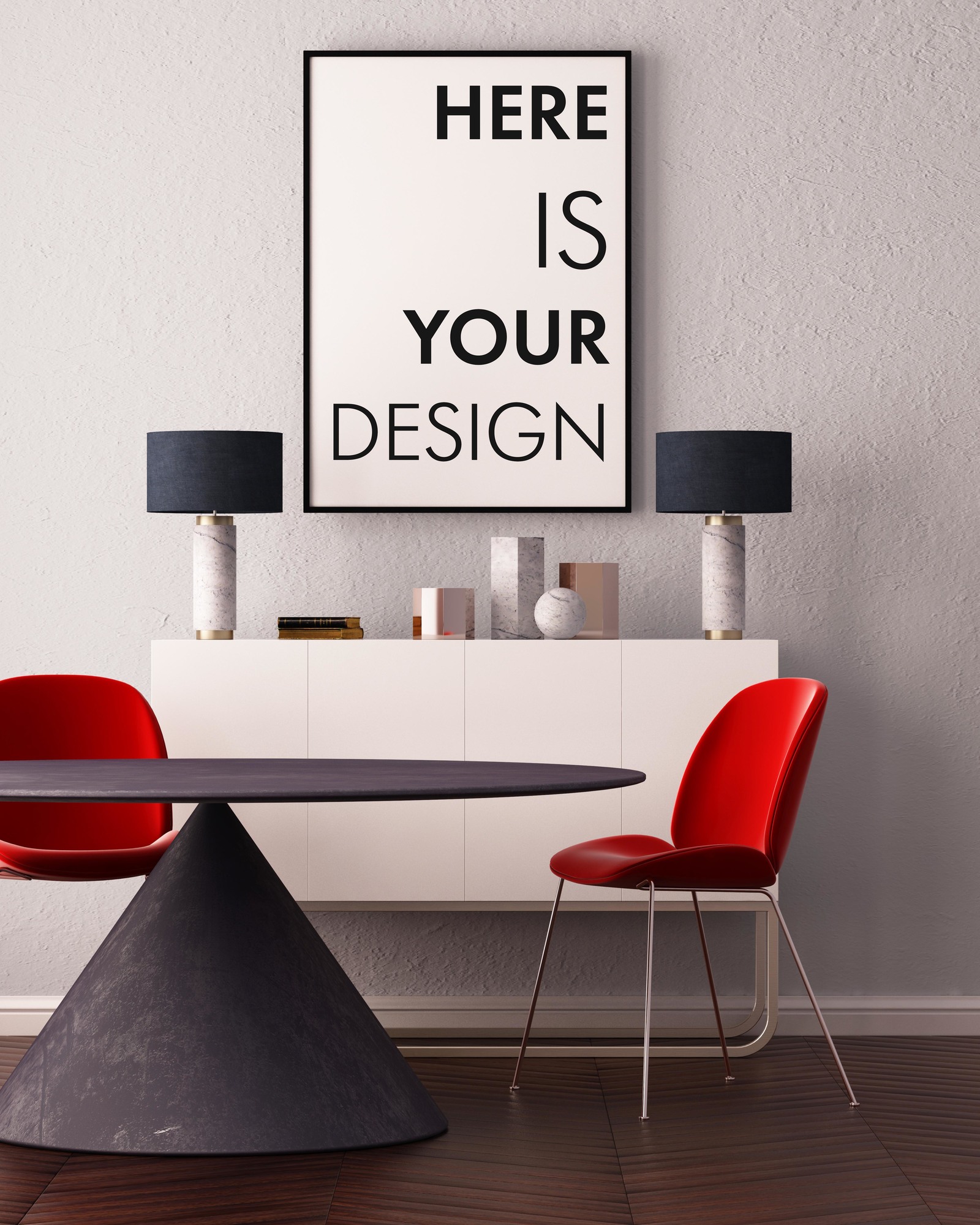 Mockup poster with a dining table