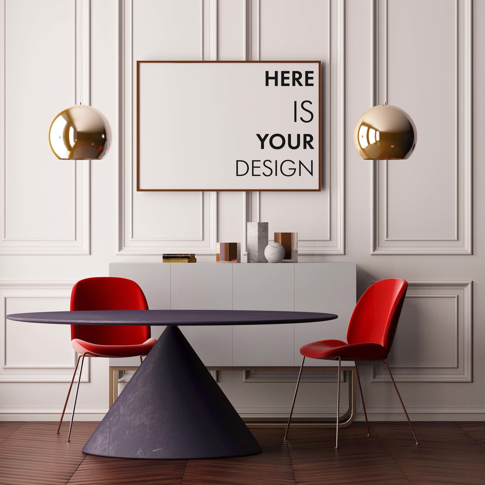 Mockup poster with a dining table