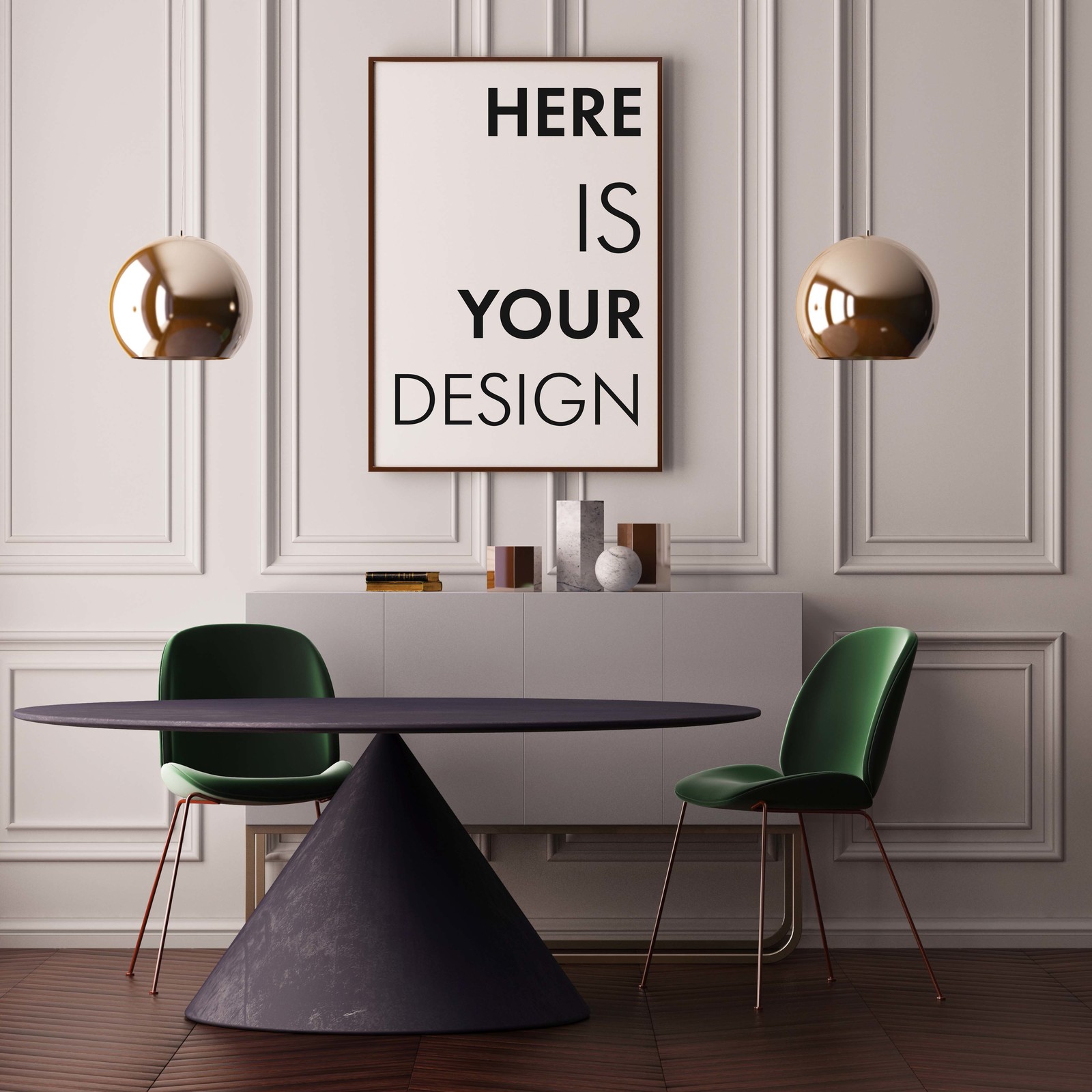 Mockup poster with a dining table