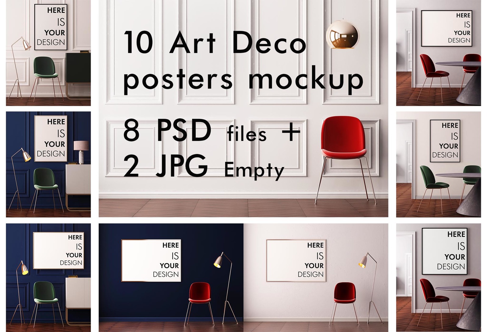 10 Art Deco posters mockup