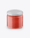 Glass Jar with Strawberry Marmalade Mockup - Front View (High Angle Shot)