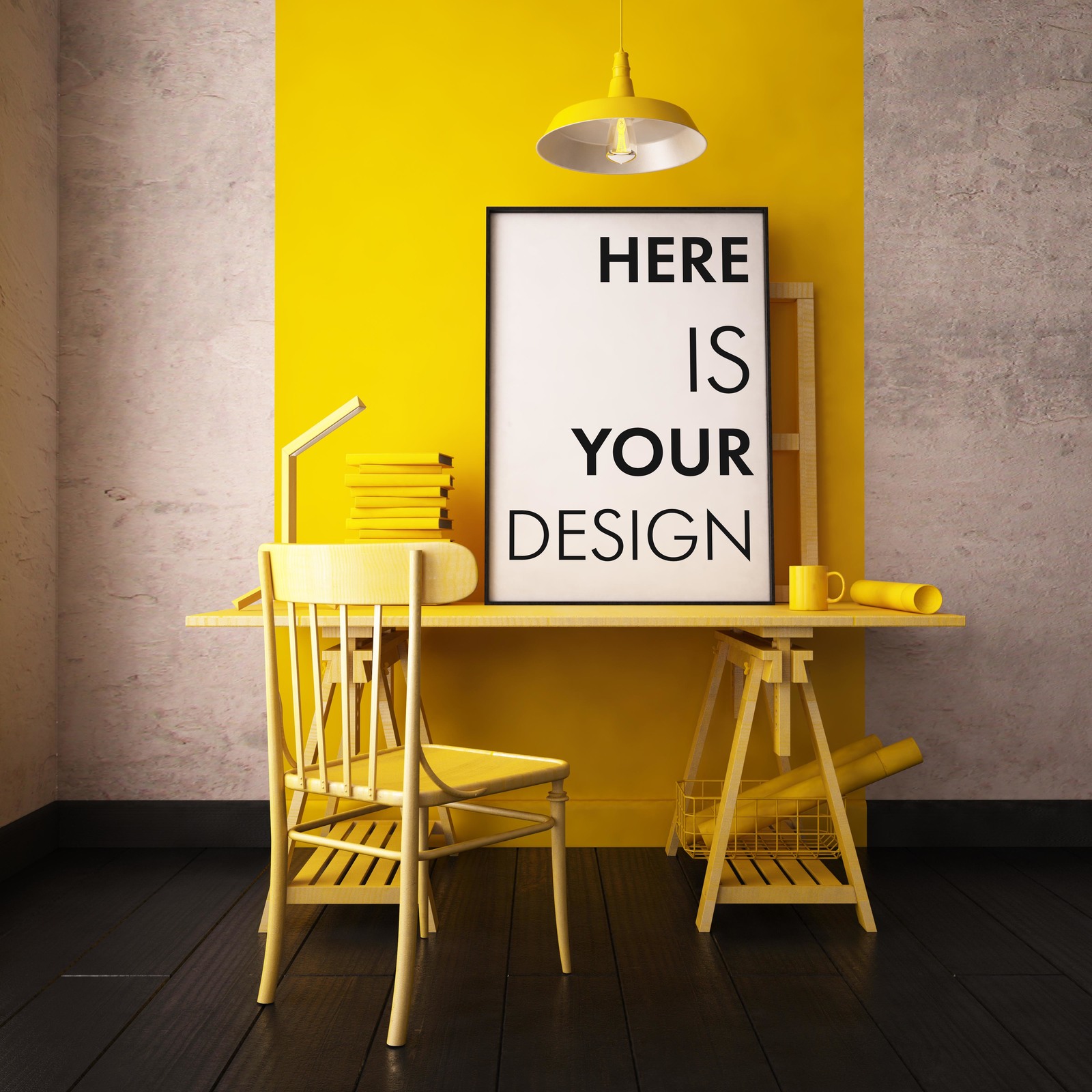 3 color interior with mockup poster 3 color interior with mockup poster