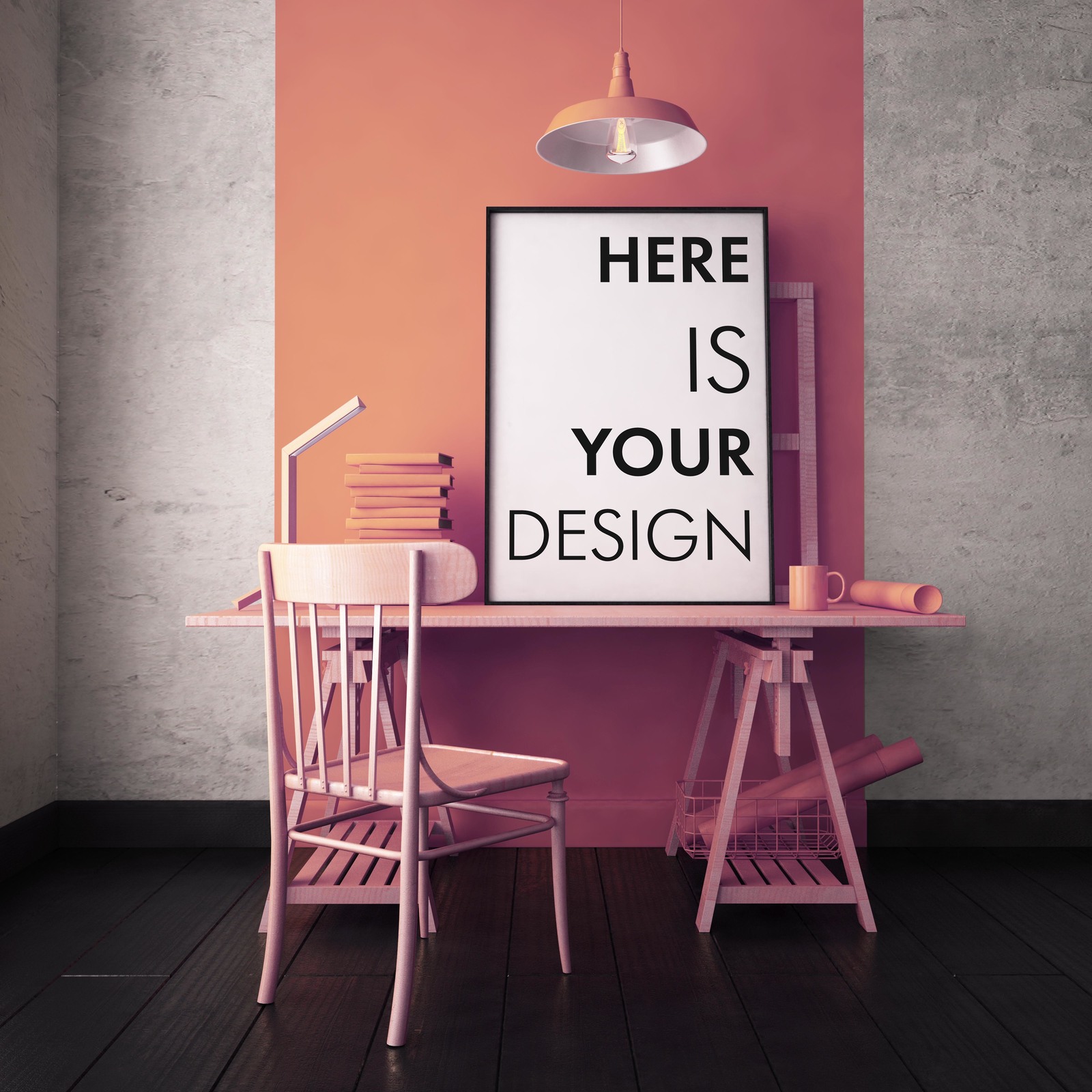 3 color interior with mockup poster 3 color interior with mockup poster