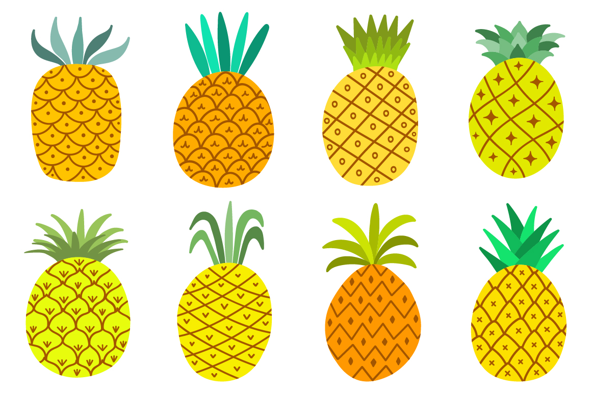 Watercolor pineapple set