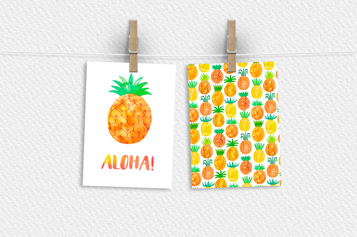 Watercolor pineapple set