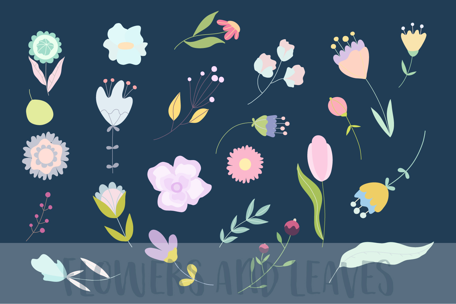 April meadow. Set of vector flowers. April meadow. Set of vector flowers.