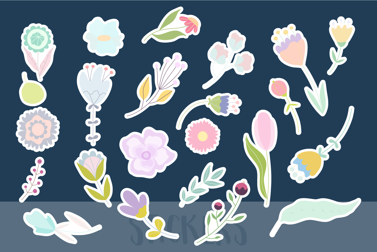 April meadow. Set of vector flowers. April meadow. Set of vector flowers.