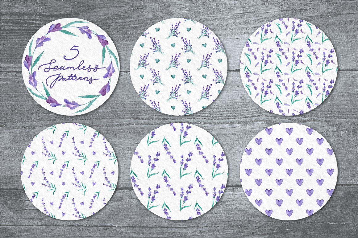 Watecolor Lavender Clip Art Set