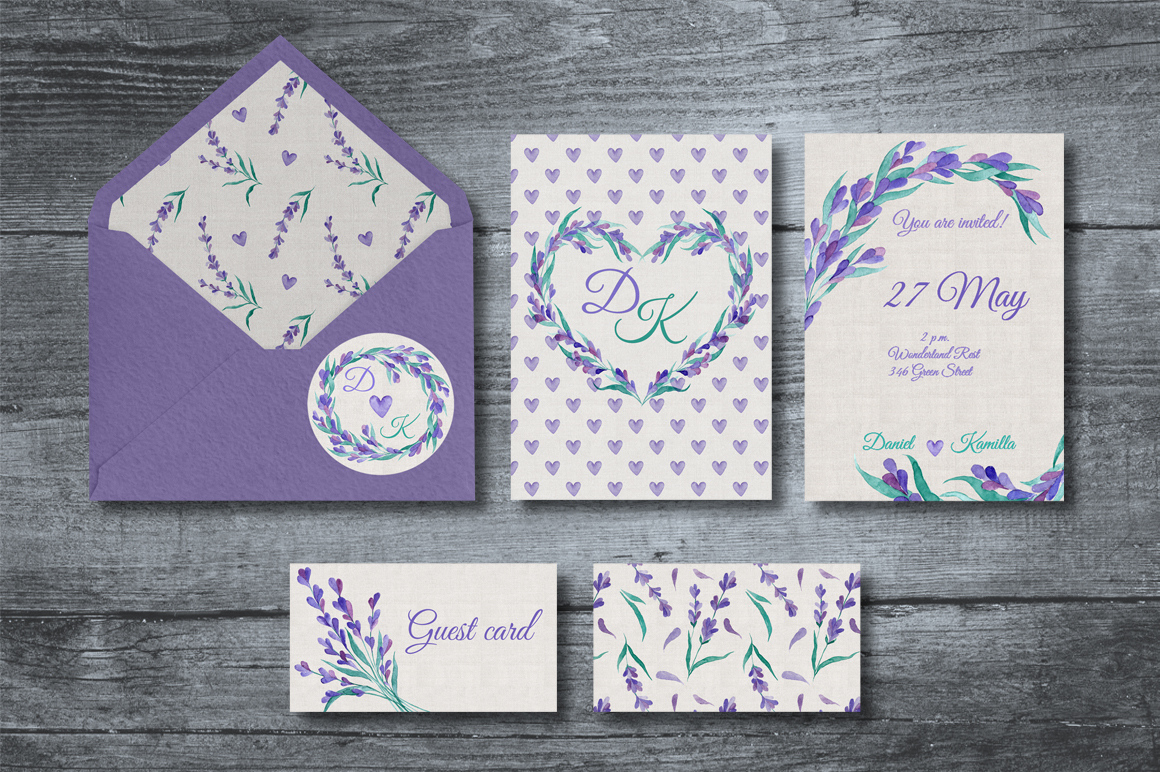 Watecolor Lavender Clip Art Set