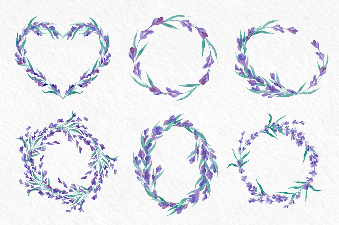 Watecolor Lavender Clip Art Set