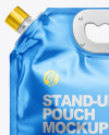 Glossy Metallic Stand-Up Pouch w/ Spout and Handle Mockup